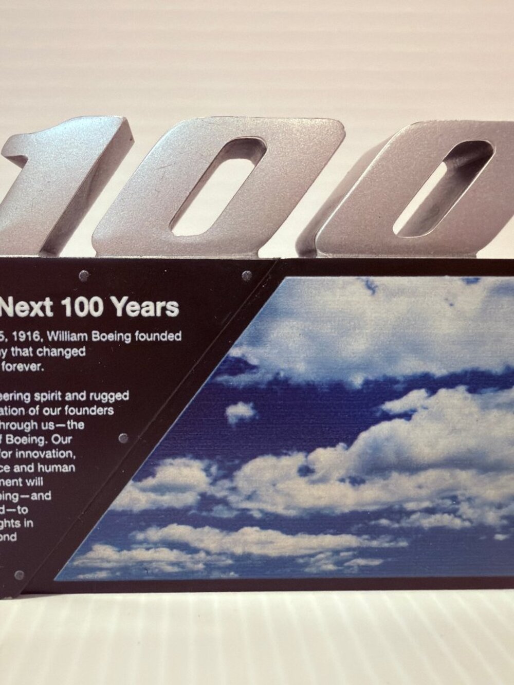 Boeing 100 Year Anniversary Paperweight Plaque